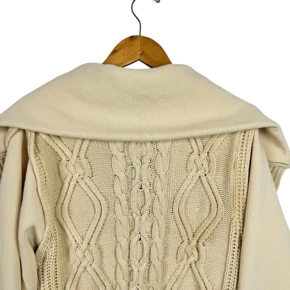 ANTHROPOLOGIE Pilcro Cable Laced Twofer Sweater Creme Size Large Neutral Lace up - Picture 8 of 14